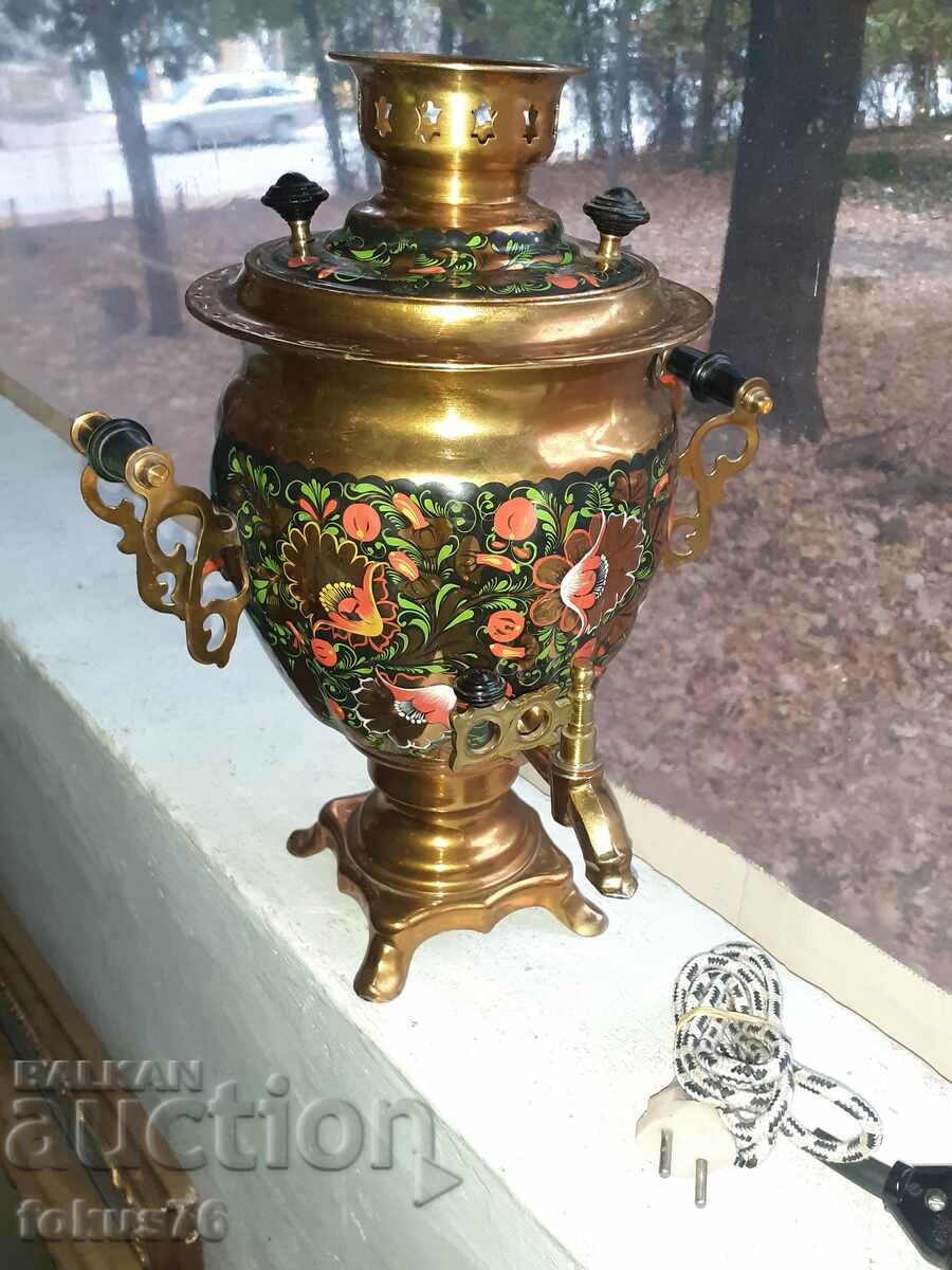 Amazing old Russian hand painted samovar with stamp
