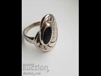 Сребърен пръстен с камък оникс