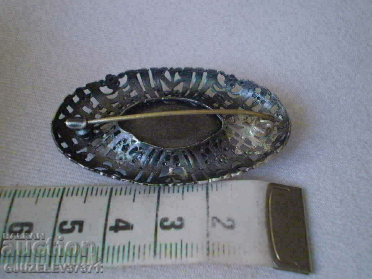 Auction brooch Czech glass with blue color and filigree 1920 Auction brooch Czech glass with blue color and filigree 1920