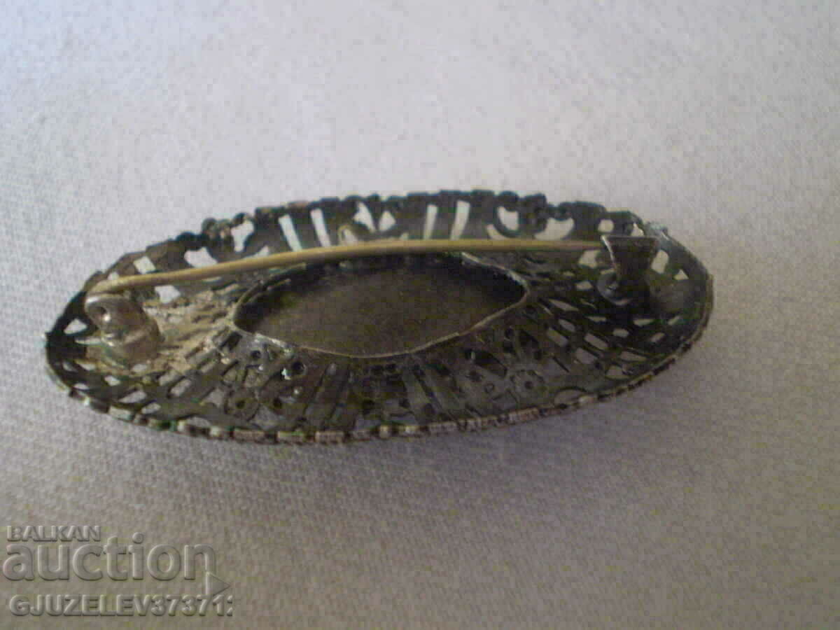 brooch Czech glass with blue color and filigree 1920 - 6 brooch Czech glass with blue color and filigree 1920 - 6