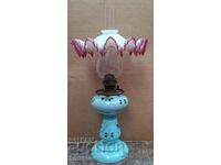 Vintage hand painted glass gas lamp