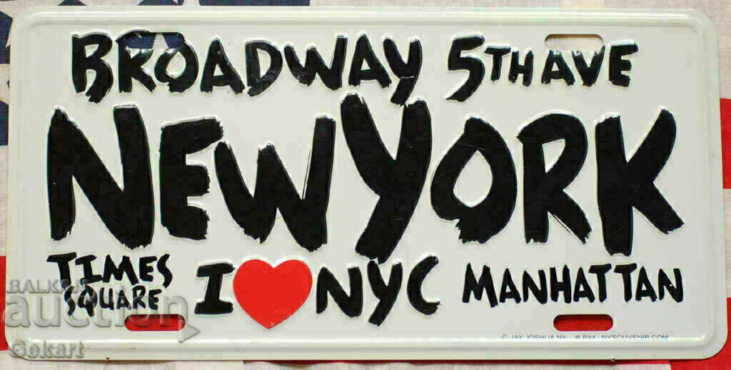 Metal Sign NEW YORK Broadway 5th.AV T.S. Manhattan