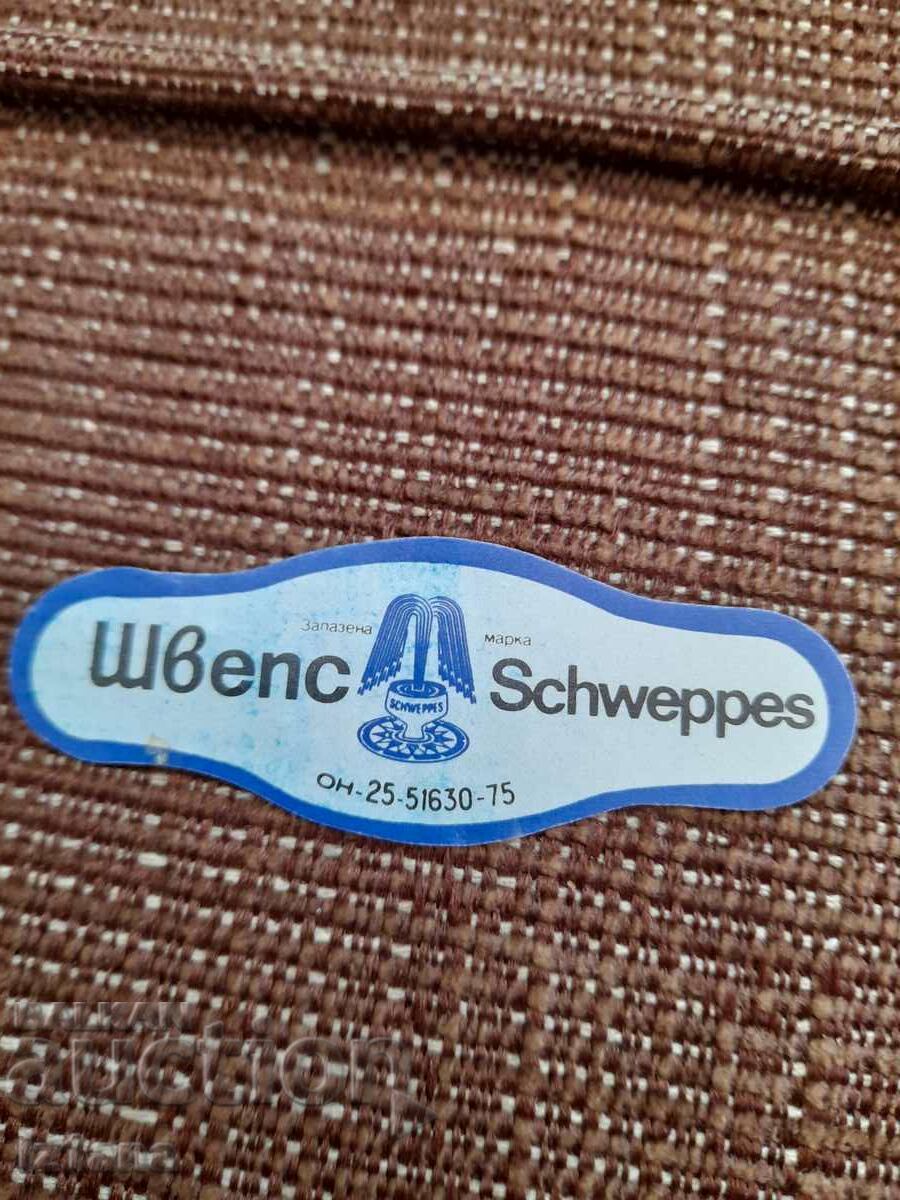 Old label from Schweppes with price 5.00 BGN | € 2.56