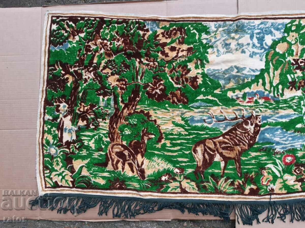 Auction Authentic vintage deer and doe plush rug Auction Authentic vintage deer and doe plush rug