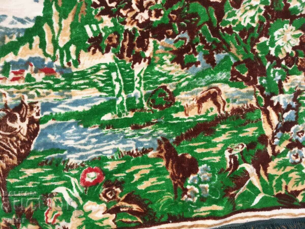 Authentic vintage deer and doe plush rug - 5 Authentic vintage deer and doe plush rug - 5