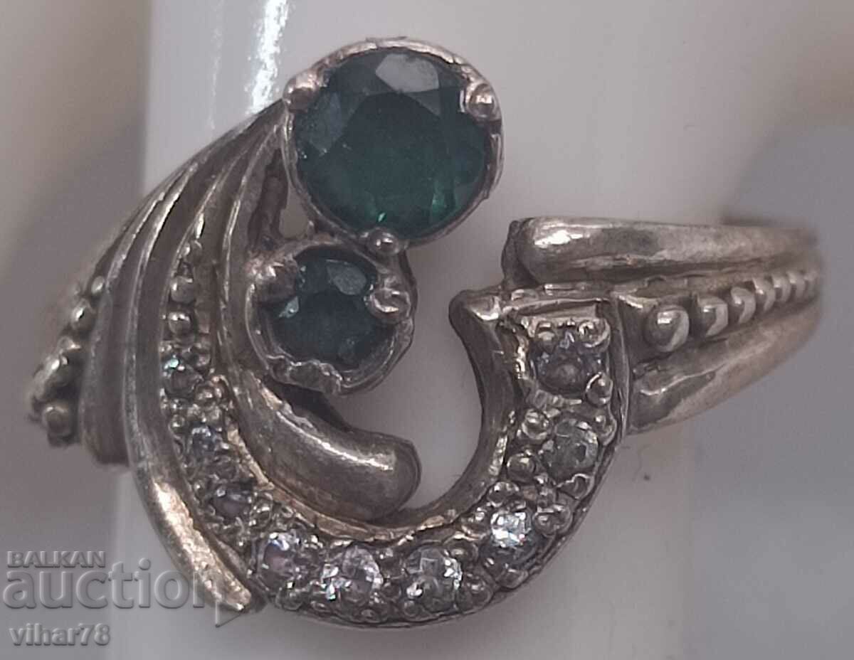 FOARTE FRUMOS INEL DAMĂ ARGINT CU SMERALDE FOARTE FRUMOS INEL DAMĂ ARGINT CU SMERALDE
