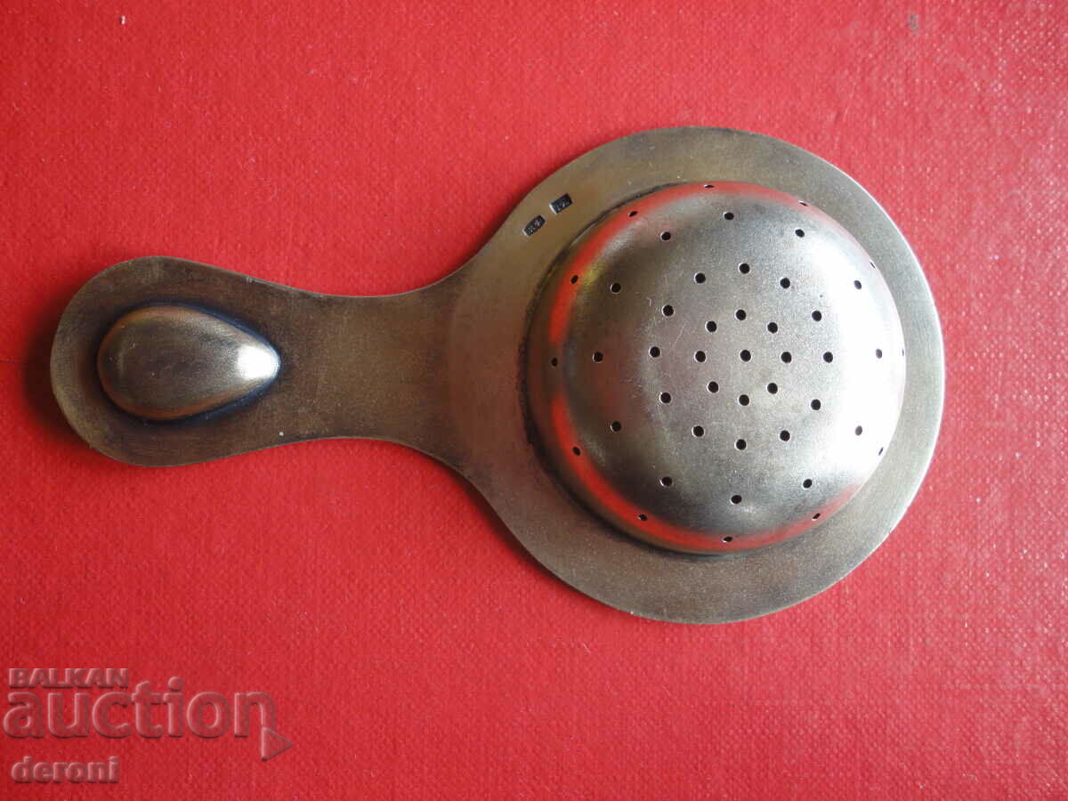Auction Unique Russian silver tea strainer enamel gilt 916 Auction Unique Russian silver tea strainer enamel gilt 916