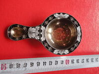 Unique Russian silver tea strainer enamel gilt 916