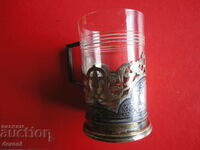 Russian silver goblet niello gilt 875