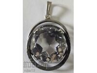 OLD SILVER PENDANT WITH NATURAL MOUNTAIN CRYSTAL