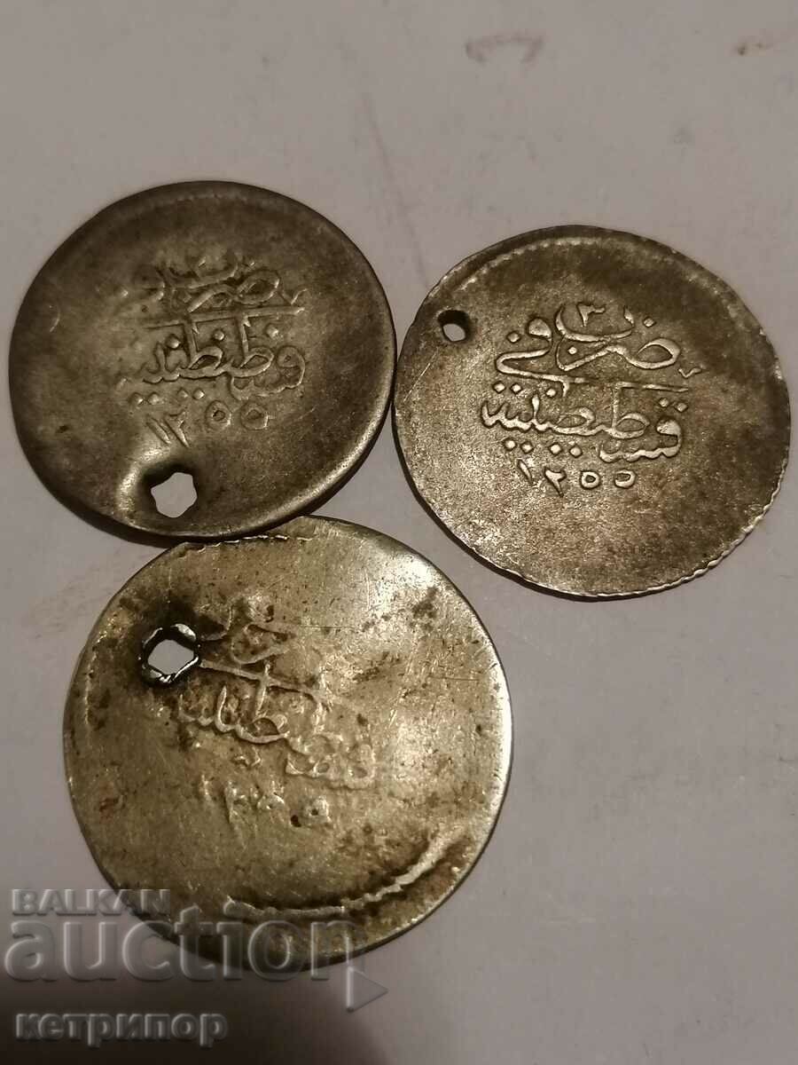 Lot 3 pcs. 11/2 kurusha 1255 Turkey Ottoman silver