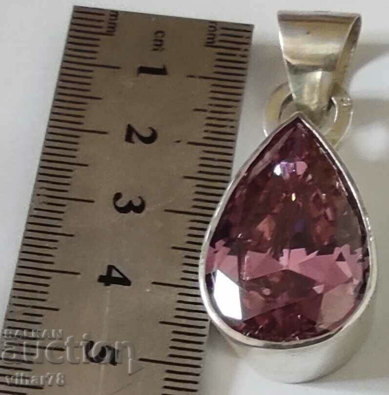 Solid silver pendant with pink zircon with price 139.99 BGN | € 71.58 Solid silver pendant with pink zircon with price 139.99 BGN | € 71.58
