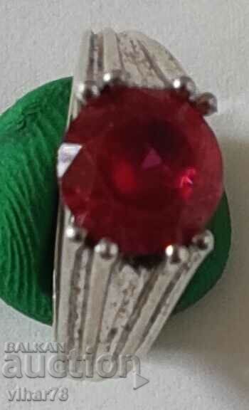 Silver ring with ruby - 5 Silver ring with ruby - 5