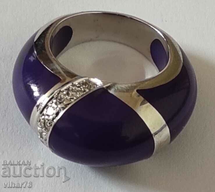 WOMEN'S SILVER RING WITH FORGED ZIRCONIA - 5