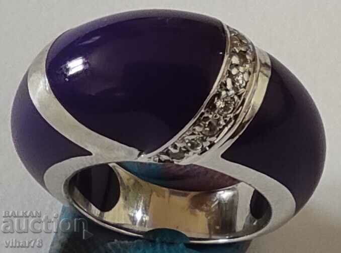 WOMEN'S SILVER RING WITH FORGED ZIRCONIA - 6