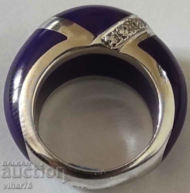 WOMEN'S SILVER RING WITH FORGED ZIRCONIA - 7