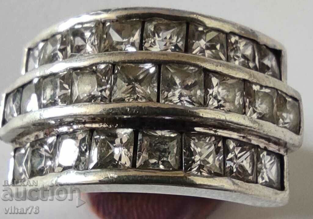 WOMEN'S SILVER HUGE CROWN RING WITH FORGED ZIRCONIA