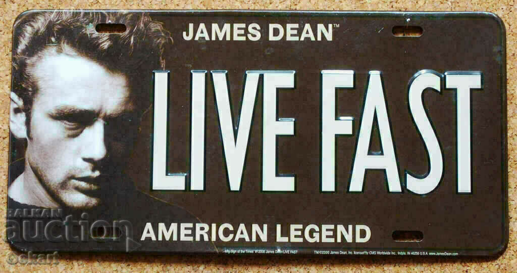 Metal Sign James Dean LIVE FAST