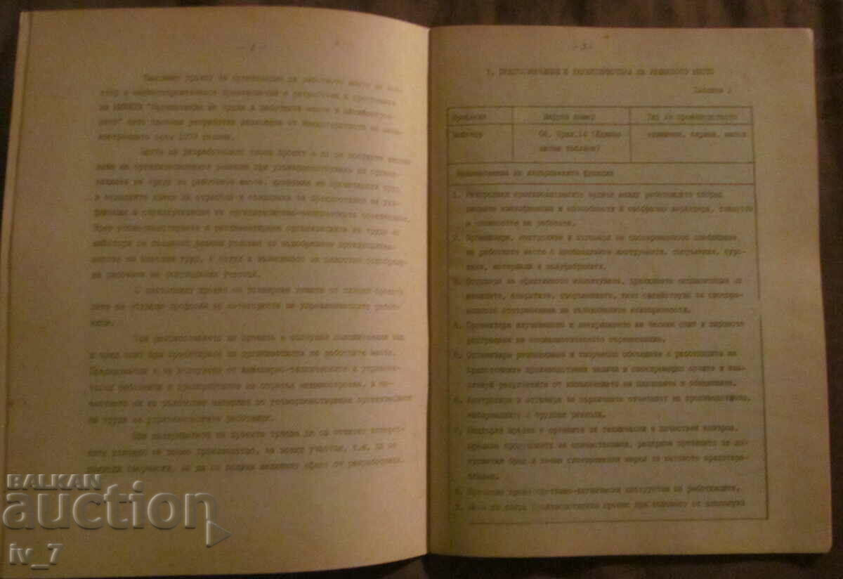 Delivery of TYPE PROJECT OF WORKPLACE ORGANIZATION