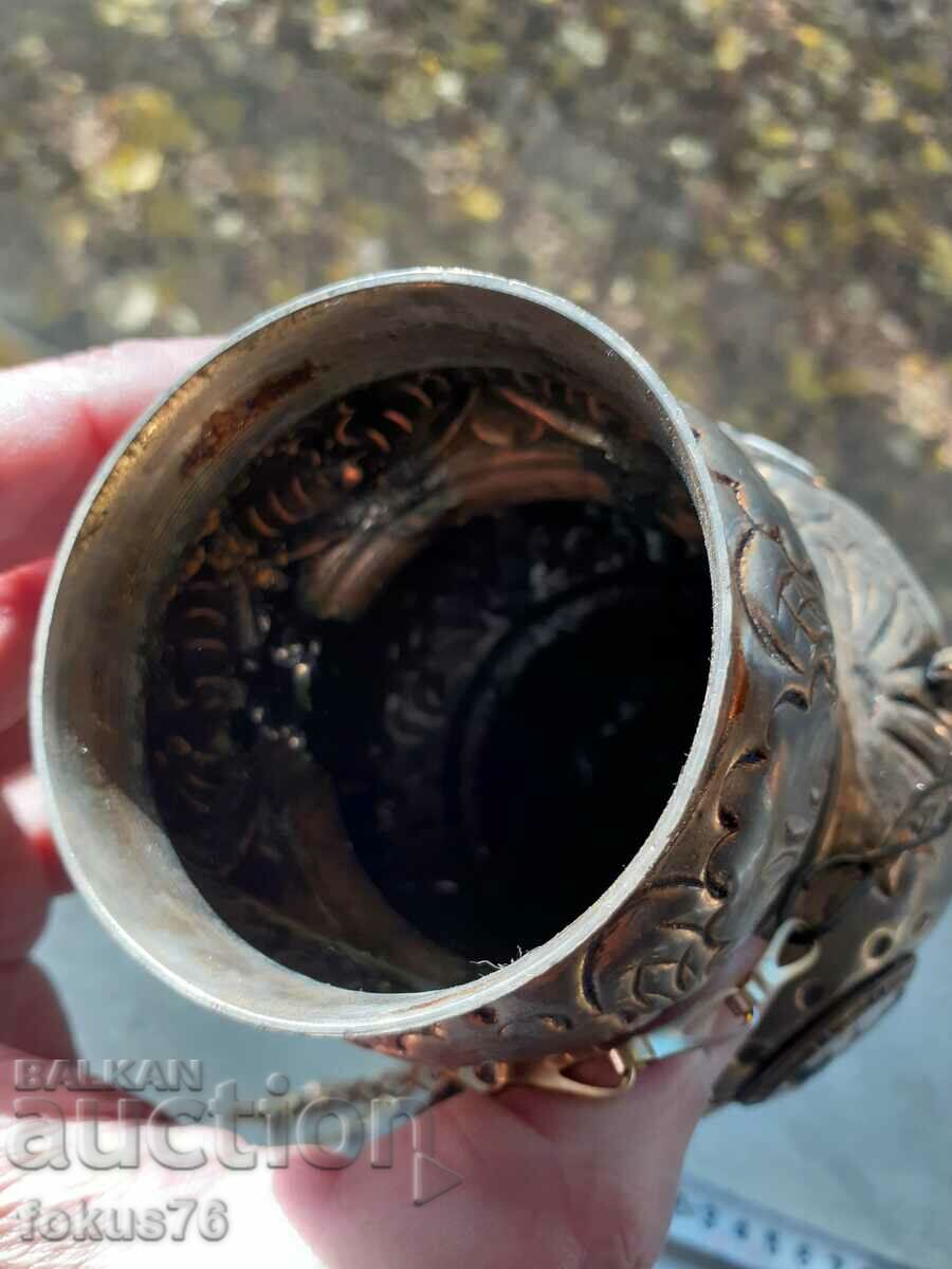 Sfeșnic mare agățat vechi cu cădelniță emailată - 5 Sfeșnic mare agățat vechi cu cădelniță emailată - 5