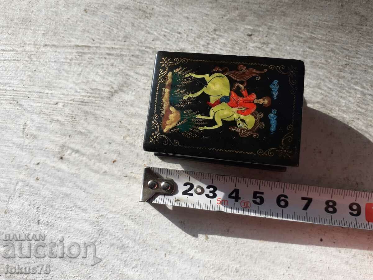 Old Russian lacquer box papier mache hand painted - 6 Old Russian lacquer box papier mache hand painted - 6