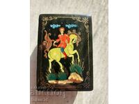 Old Russian lacquer box papier mache hand painted