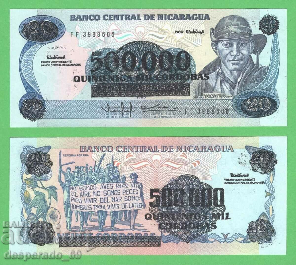 (¯`'•.¸ NICARAGUA 500,000 Cordoba 1990 UNC ¸.•'´¯)