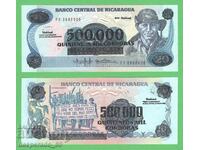 (¯`'•.¸ NICARAGUA 500.000 Cordoba 1990 UNC ¸.•'´¯)