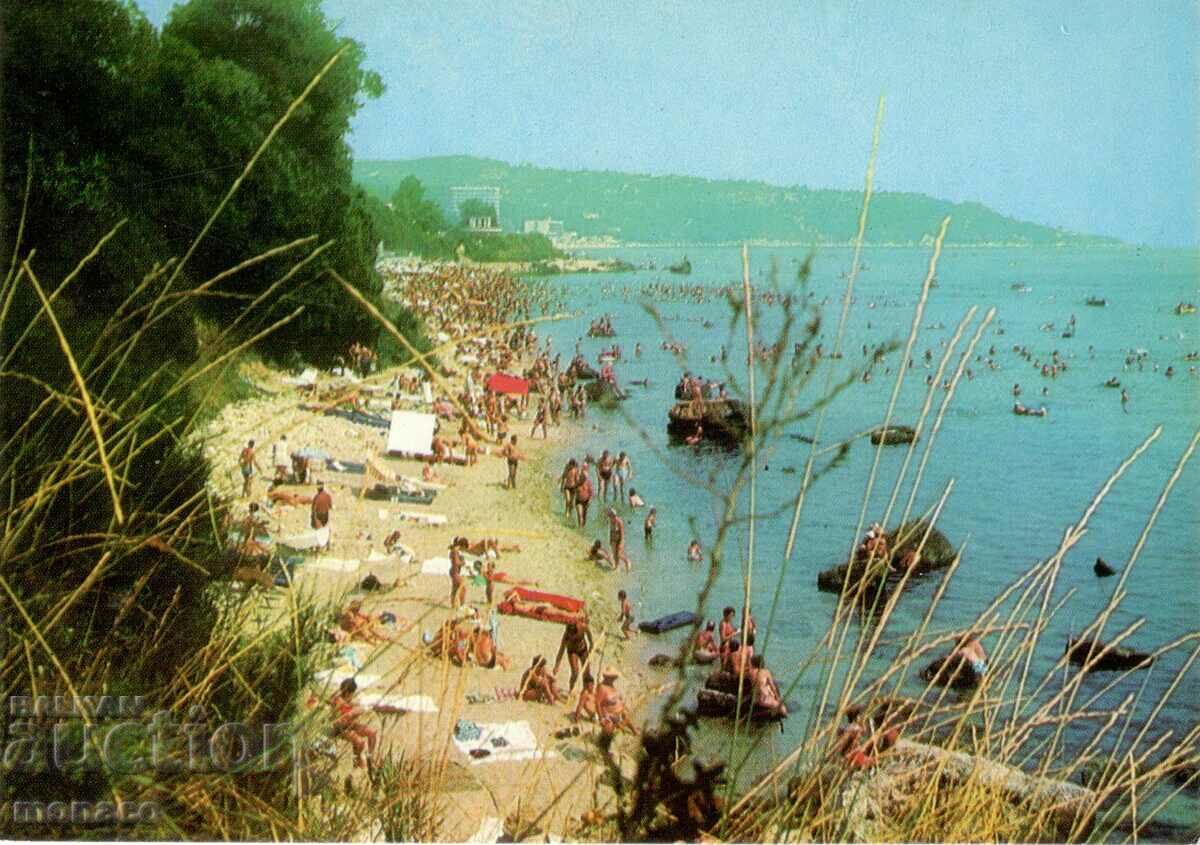 Стара картичка - Курорт Дружба, Плажът