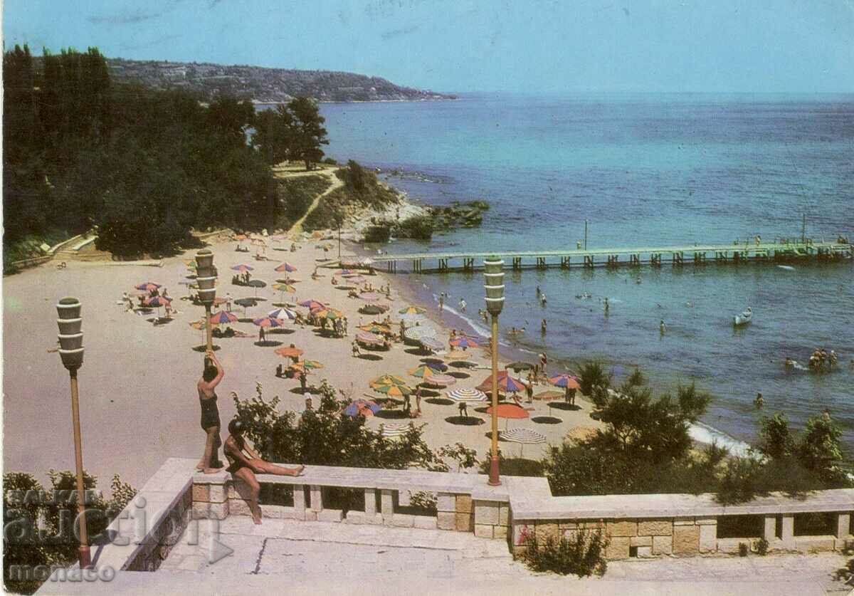 Стара картичка - Курорт Дружба, Централният плаж