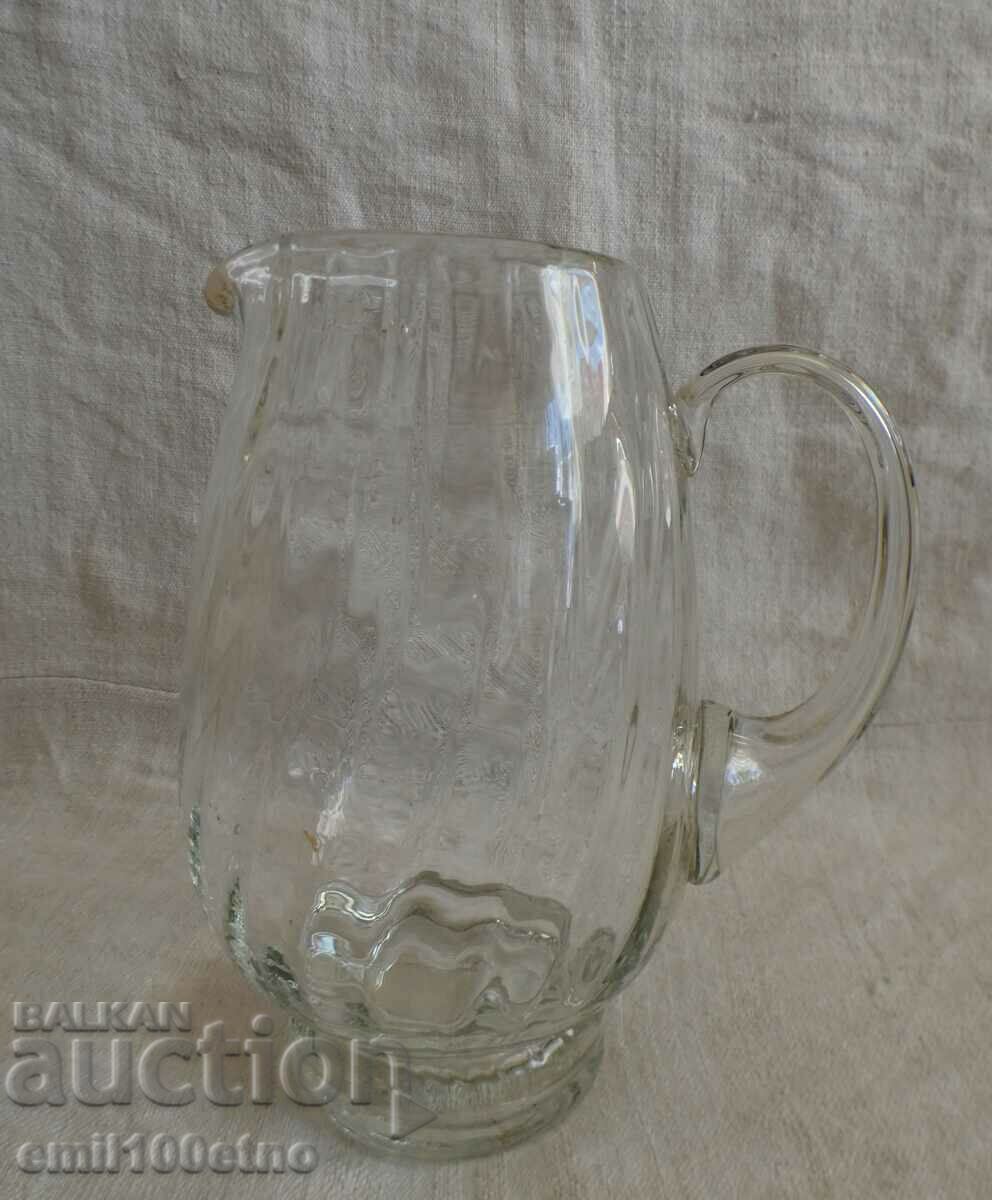 Old glass wine jug - handmade