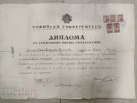 Диплома Софийски университет 1936 г. марки