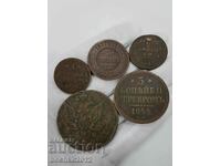 5 buc. Monede imperiale rusești de cupru, Ecanterina - Alexandru al II-lea