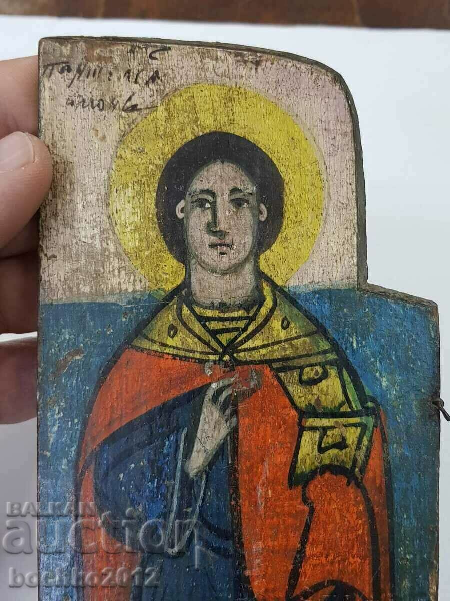 Rare Revival Bulgarian icon triptych St. Pantaleimon with price 140.00 BGN | € 71.58 Rare Revival Bulgarian icon triptych St. Pantaleimon with price 140.00 BGN | € 71.58