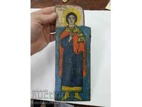 Rare Revival Bulgarian icon triptych St. Pantaleimon