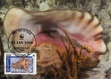 Nevis 1990 - 4 cards Maximum - WWF with price 4.00 BGN | € 2.05