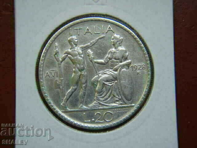 Auction 20 Lire 1928 VI Italy - XF/AU Auction 20 Lire 1928 VI Italy - XF/AU