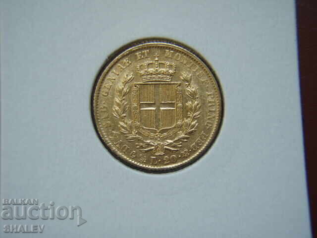 Livrarea 20 Lire 1842 P Sardinia / Italia (Sardiniya) - AU (aur)