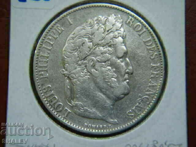 5 Francs 1845 W France - VF/XF - 5 5 Francs 1845 W France - VF/XF - 5