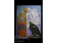 Painting, eagle, rose, altar door