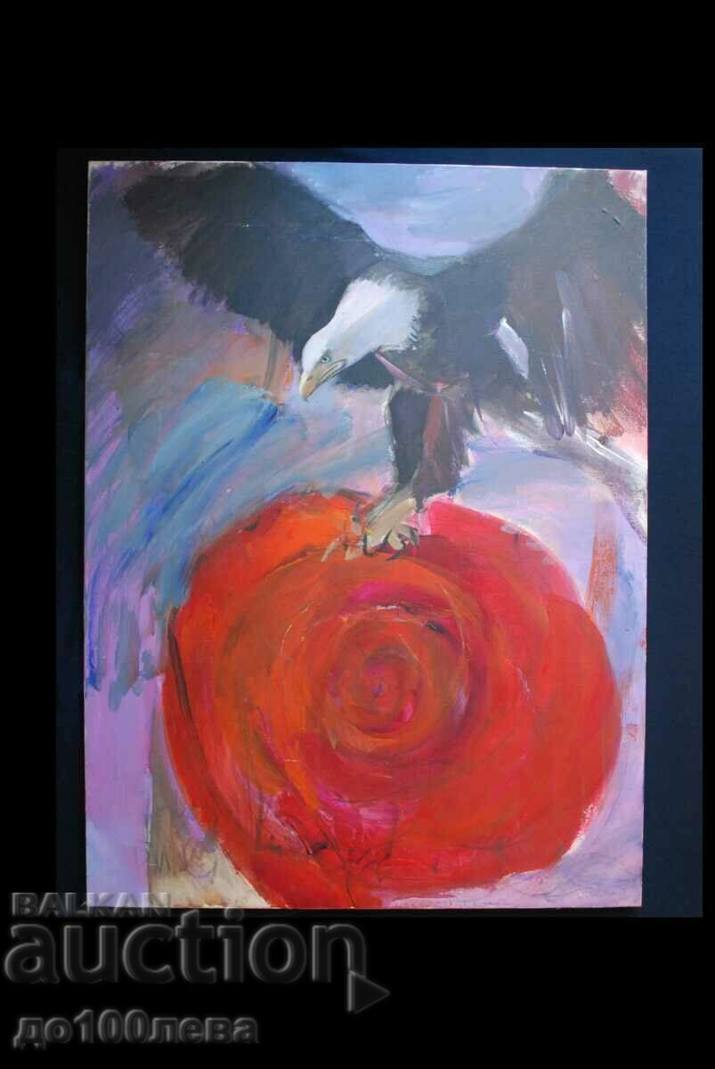 Imagine, vultur, trandafir