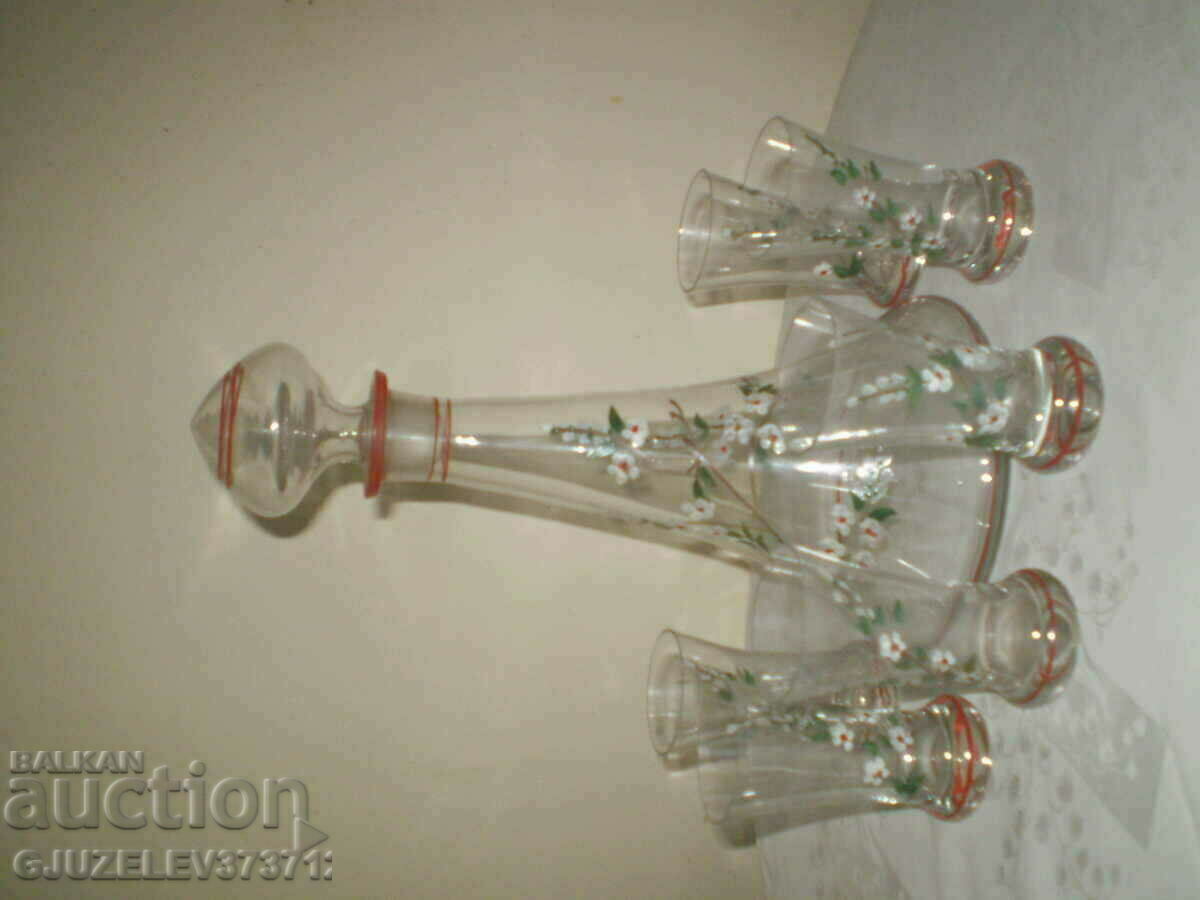 Old brandy service hand painted 6 glasses and a column - 5 Old brandy service hand painted 6 glasses and a column - 5