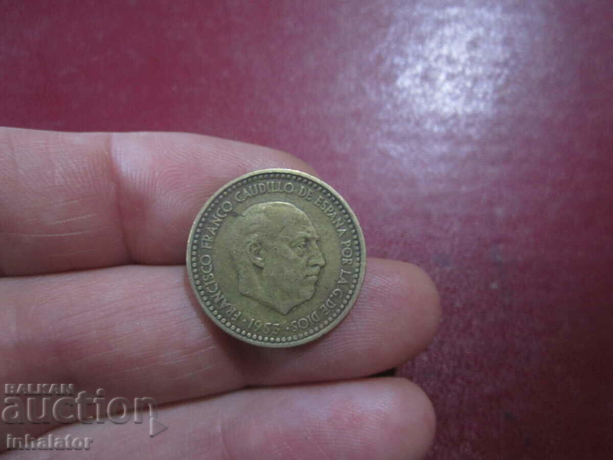 1953 an 1 peseta FRANKO star 63