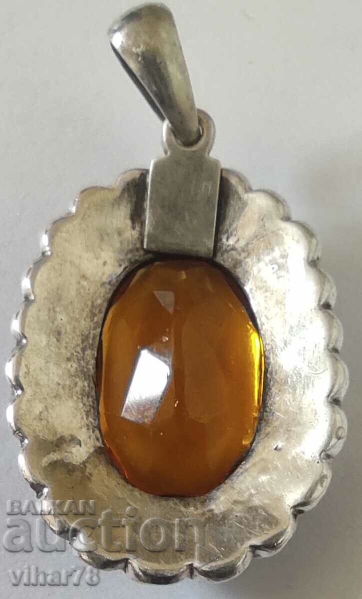 MASSIVE SILVER PENDANT WITH HUGE ZIRCONIA AND MARCAZITE - 7 MASSIVE SILVER PENDANT WITH HUGE ZIRCONIA AND MARCAZITE - 7