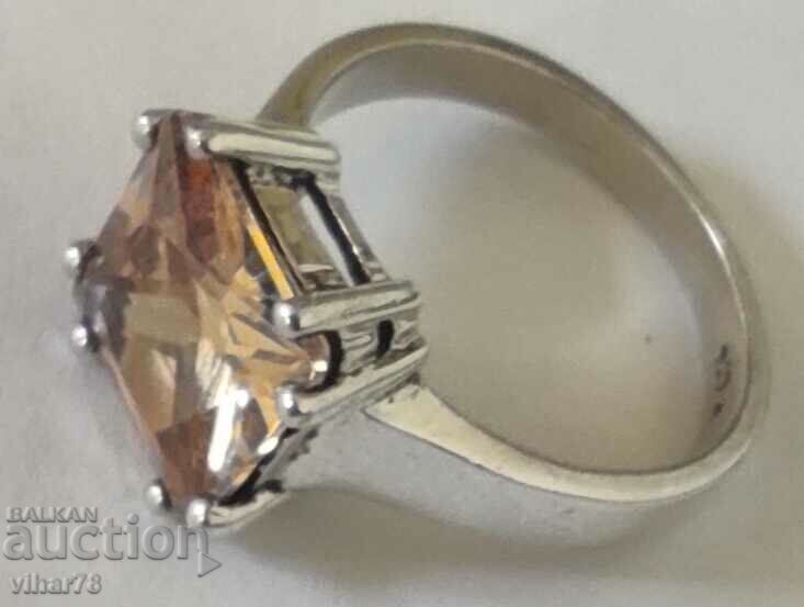 SILVER WOMEN'S RING WITH ZIRCONIA - 6