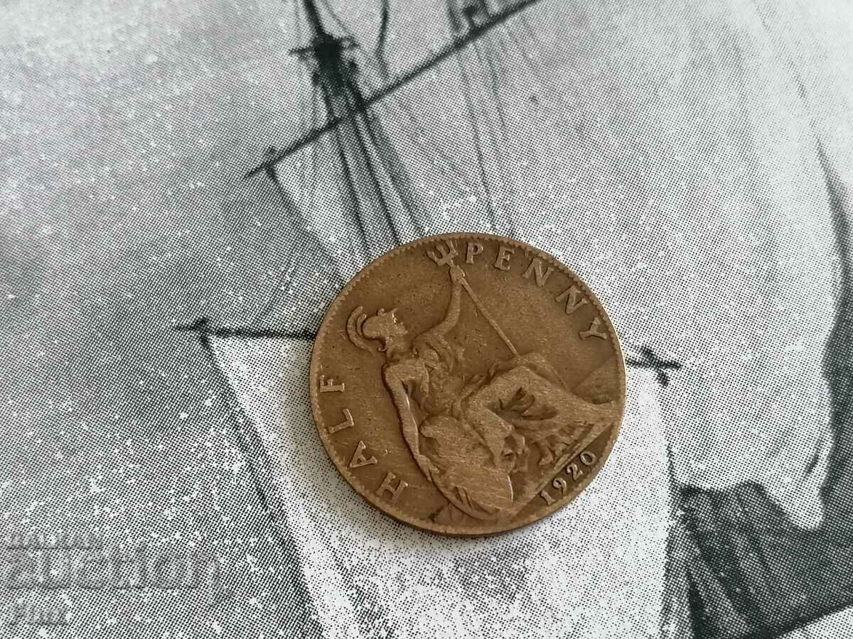 Монета - Великобритания - 1/2 (половин) пени | 1922г.