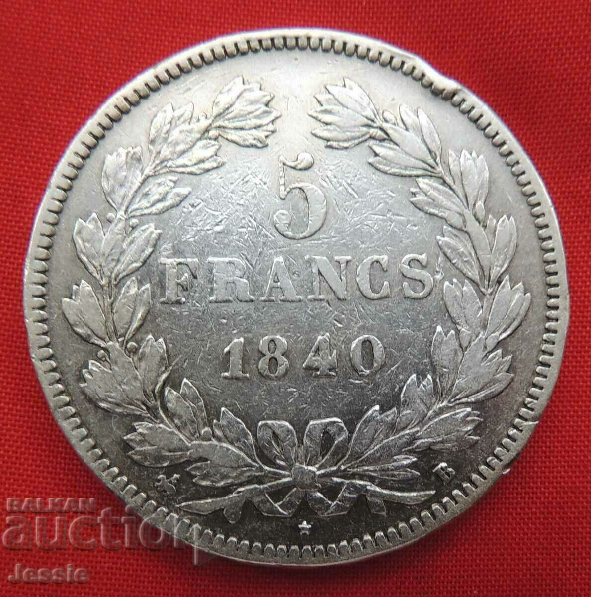 5 φράγκα 1840 Β Γαλλία