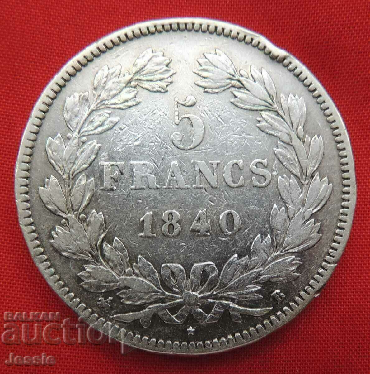 5 francs 1840 B France