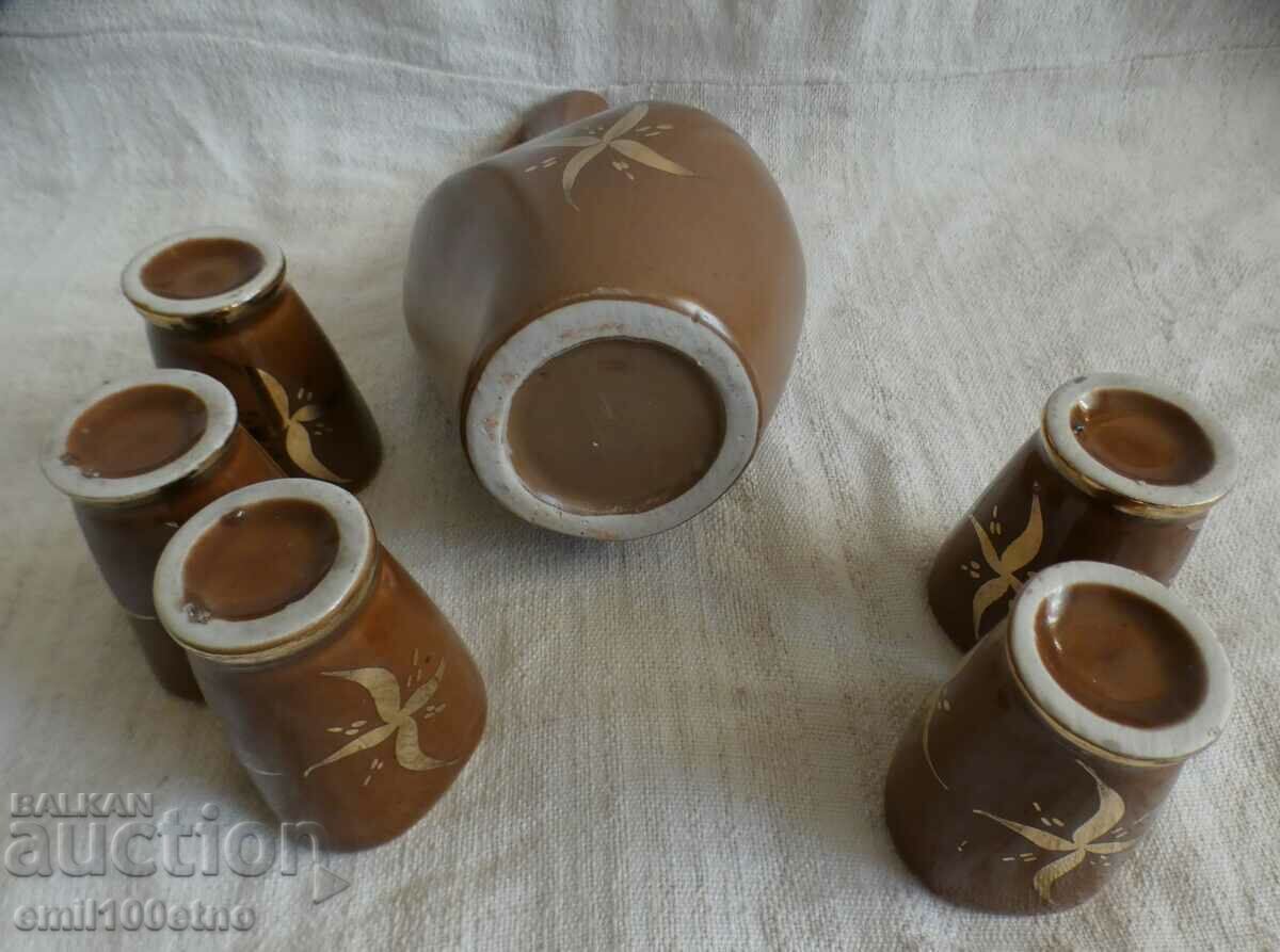Service for heated brandy jug with 5 cups old Bulgarian porcelain - 5 Service for heated brandy jug with 5 cups old Bulgarian porcelain - 5