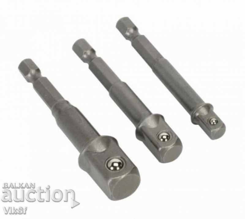 Adapters for 1/4 ", 3/8", 1/2 "screwdriver adapters